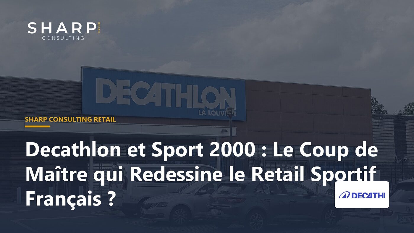 Intérieur grand magasin de sport, rayons, produits, commerce physique.